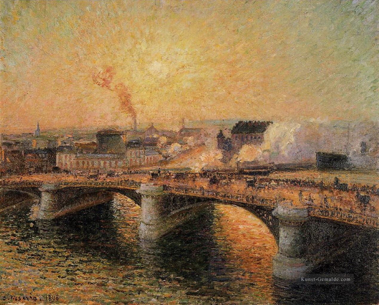 die pont Boieldieu rouen Sonnenuntergang 1896 Camille Pissarro Ölgemälde